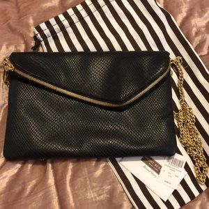 Henri Bendel Debutante Clutch- black snake
